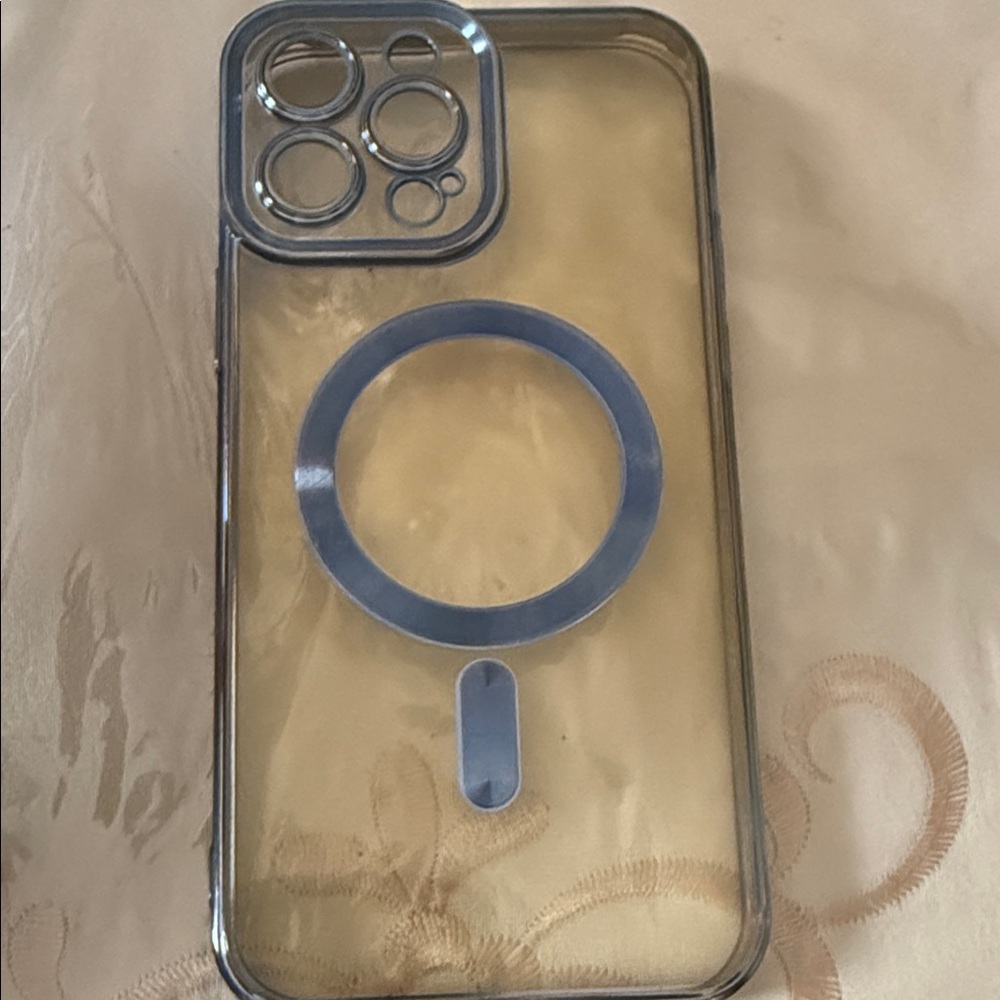 Clear Black MagSafe-Compatible Phone Case with Blue Ring